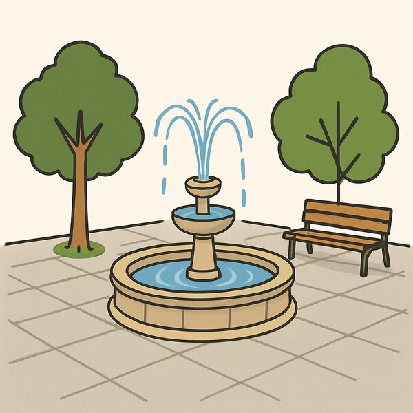 a fountain in a square