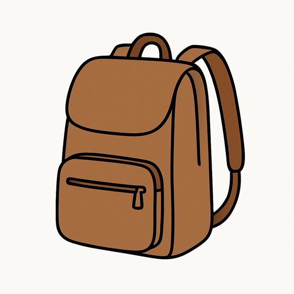 a brown backpack with a front pocket