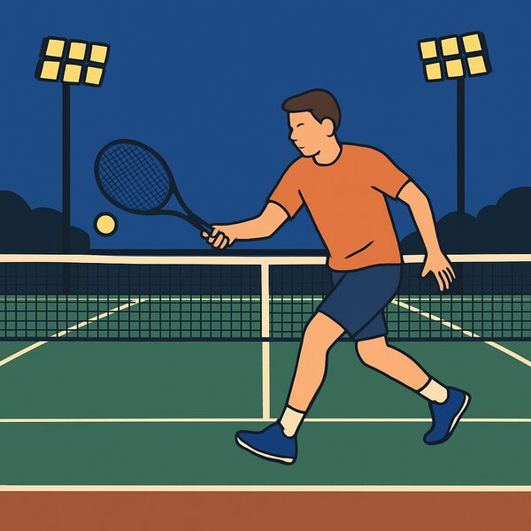 A young man playing tennis