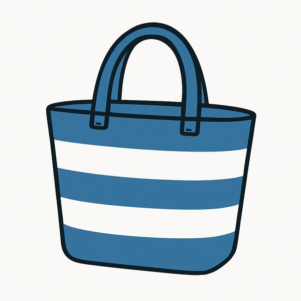 A bag with blue and white stripes