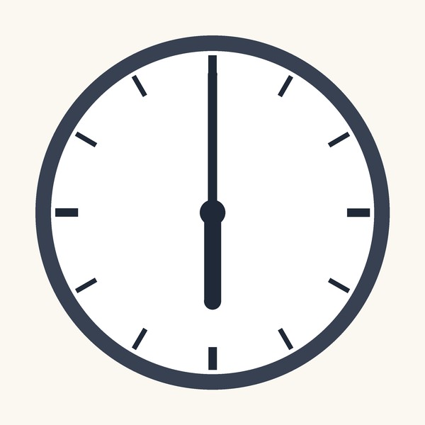 A clock showing six o’clock