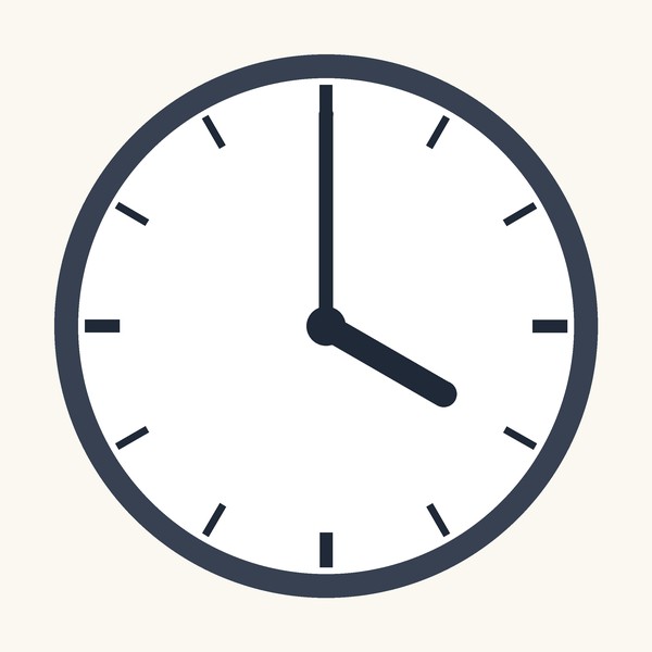 A clock showing four o’clock